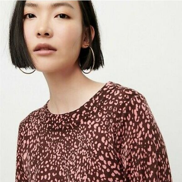 J CREW Tippi Pink Leopard Print Merino Wool Sweater - Picture 3 of 7